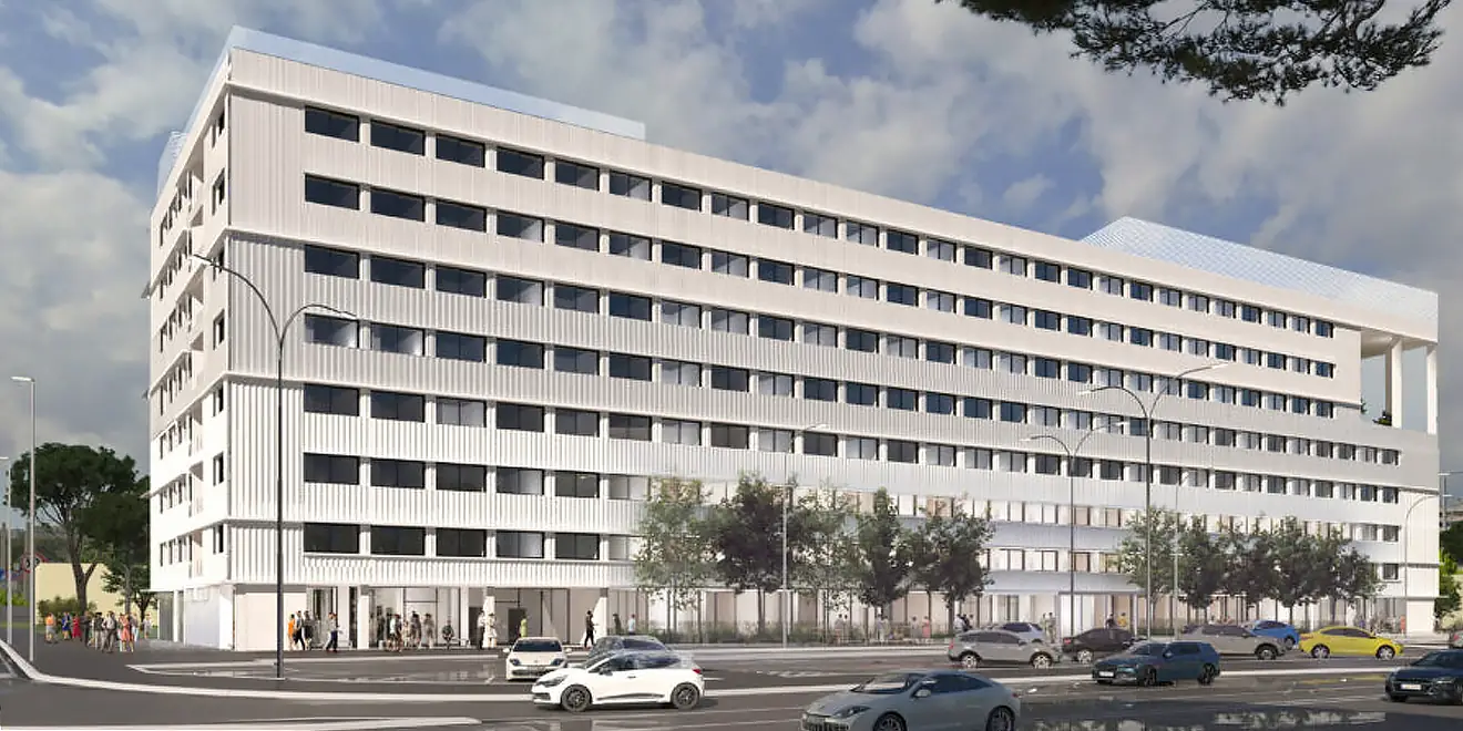 Exterior rendering of the 561-bed student residence in Rome's Prenestino district, financed by Cheyne Capital